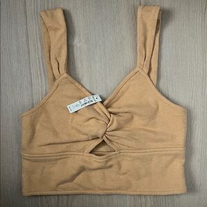 Madewell Tan Twist Front Crop Top